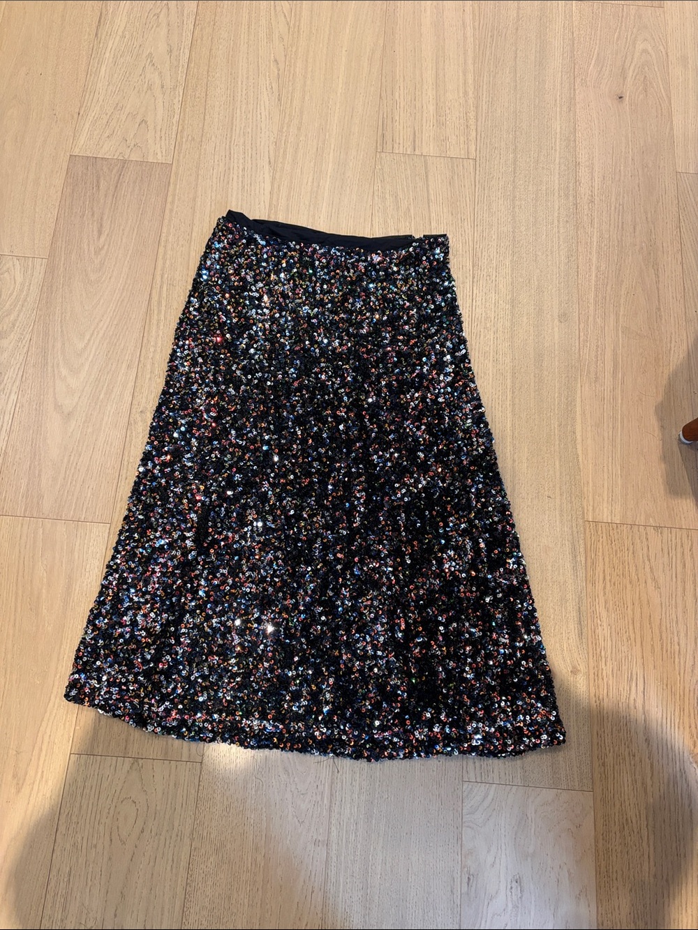 By Together Black Sequin A-Line Skirt with Multicolor Sparkle